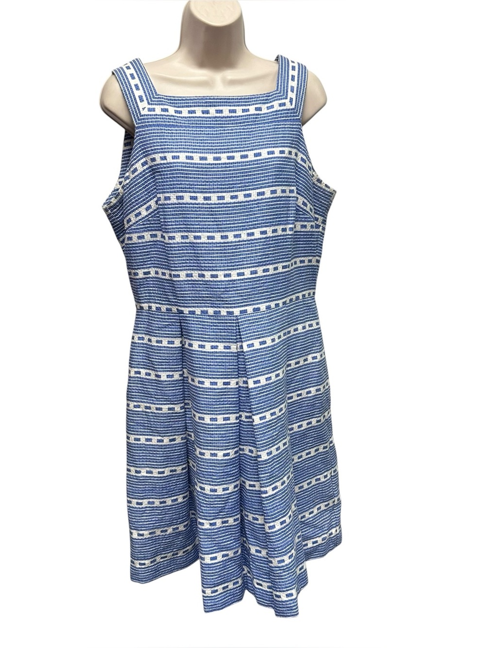 Just Taylor women’s pleated seersucker summer dress picnic size 14 classic